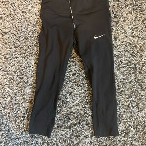 Nike Women's Black Leggings with White Swoosh